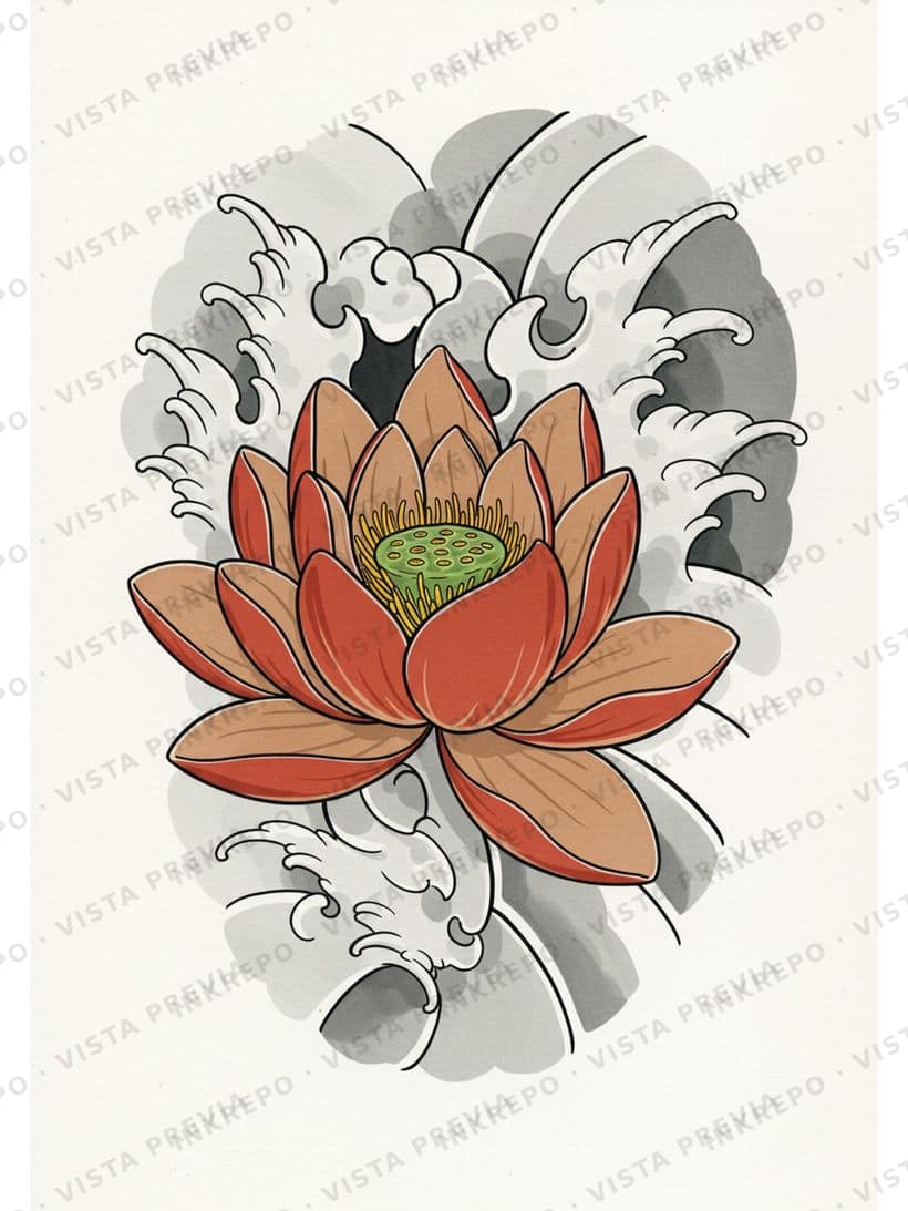 Flor de Loto Irezumi Negro